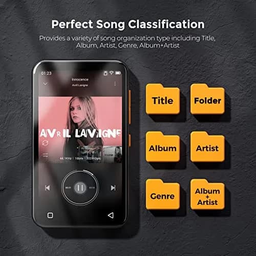 TIMMKOO 72GB MP3 Player with Bluetooth 4.0" Touchscreen | HiFi Sound & Voice Recorder (Black) thumbnail 8