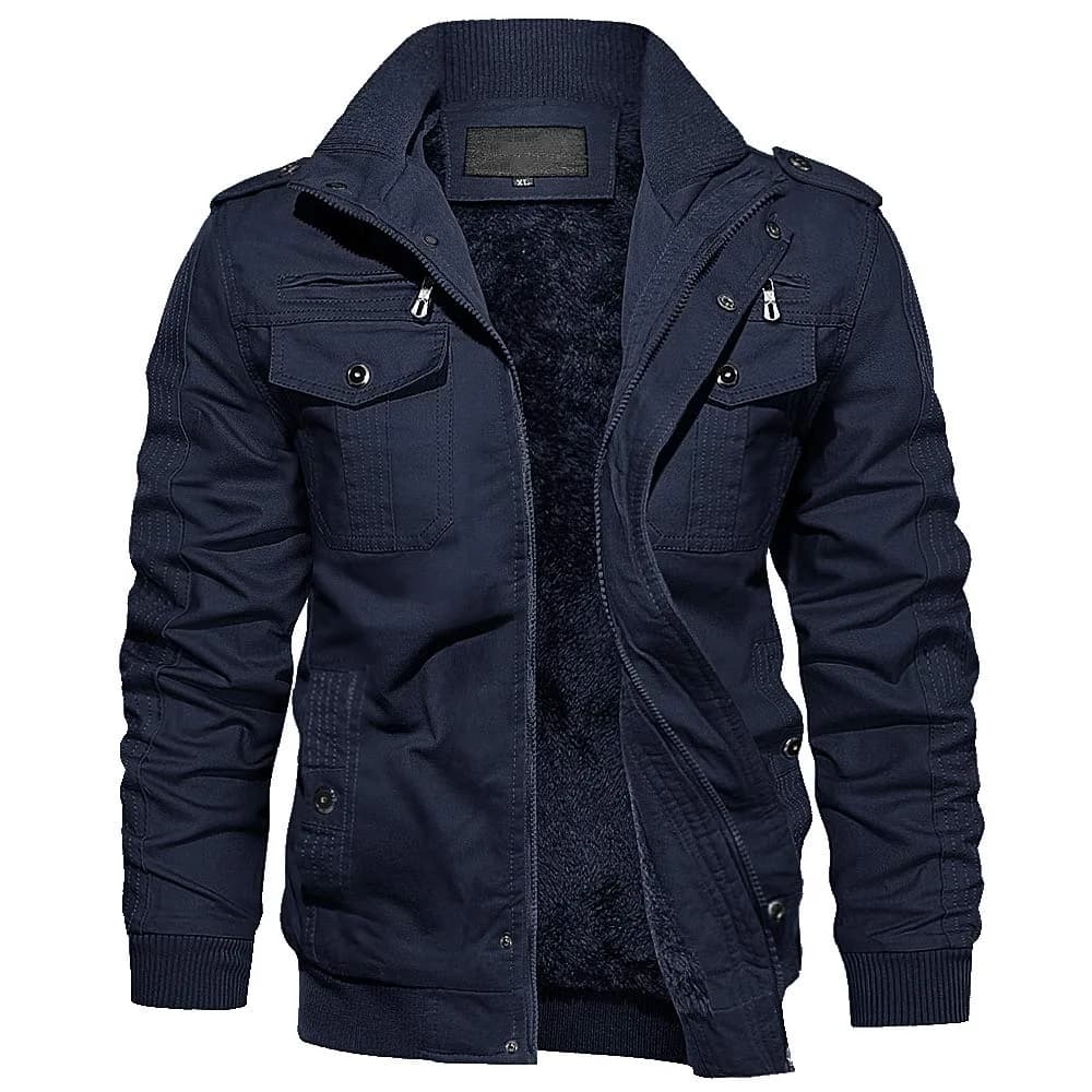 EKLENTSON Mens Winter Jacket with Multi Pockets Fleece Lined Military Coat | Thick, Casual, Regular Fit, Windproof, Water-Resistant, 7 Pockets, US Size
