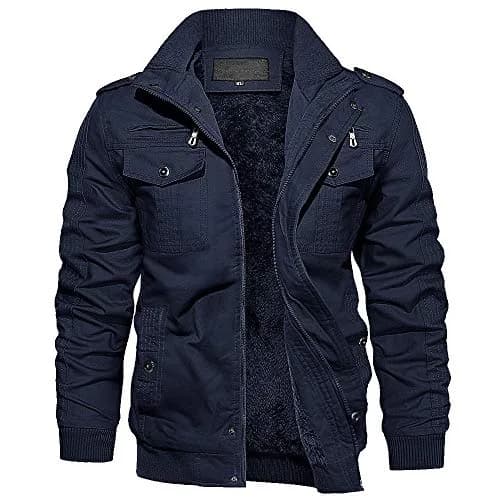 EKLENTSON Mens Winter Jacket with Multi Pockets Fleece Lined Military Coat | Thick, Casual, Regular Fit, Windproof, Water-Resistant, 7 Pockets, US Size thumbnail 1