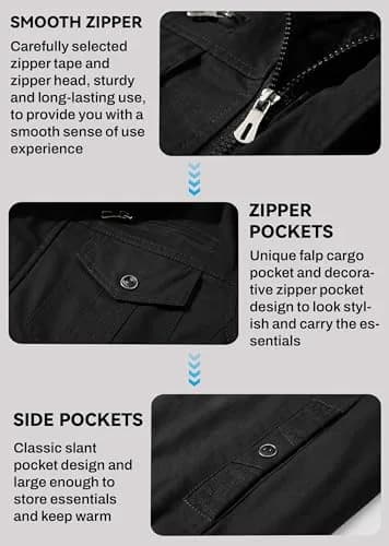 EKLENTSON Mens Winter Jacket with Multi Pockets Fleece Lined Military Coat | Thick, Windproof & Casual (70-120 chars) thumbnail 5