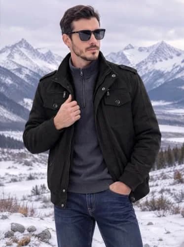 EKLENTSON Mens Winter Jacket with Multi Pockets Fleece Lined Military Coat | Thick, Windproof & Casual (70-120 chars) thumbnail 3