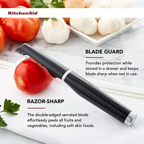 KitchenAid Classic Euro Peeler, 8.6 inches, Black | Double-Edged Serrated Blade for Fruits & Vegetables thumbnail 3