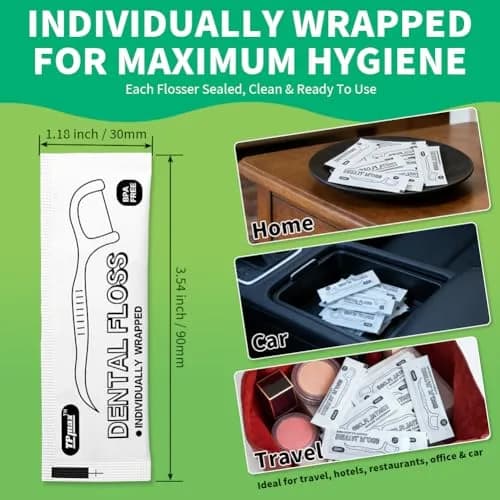 TPmax Dental Flossers 150 Count | Individually Wrapped Floss Picks for Travel & Office thumbnail 2