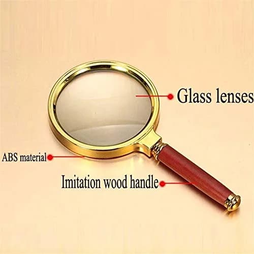 Magnifiers 20x HD Handheld Magnifying Glass for Children & Elderly | Clear Glass Lens, Gold thumbnail 6