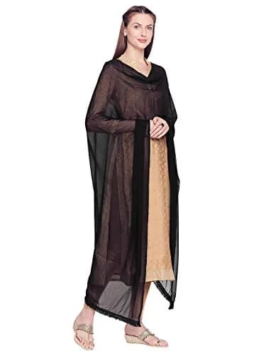 DUPATTA BAZAAR Woman's Black Chiffon Dupatta with lace border | Versatile ethnic accessory thumbnail 4
