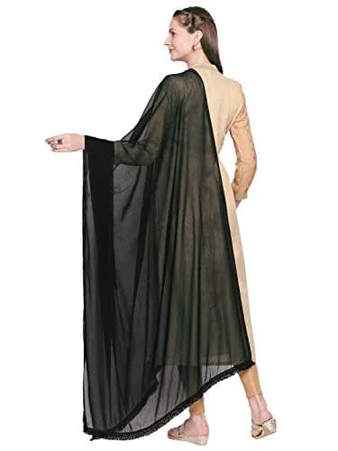 DUPATTA BAZAAR Woman's Black Chiffon Dupatta with lace border | Versatile ethnic accessory thumbnail 3