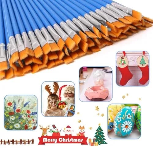 UPINS 30 Pcs Flat Paint Brushes | Small Detail Brushes for Acrylic, Watercolor & Oil (16.1cm) thumbnail 6