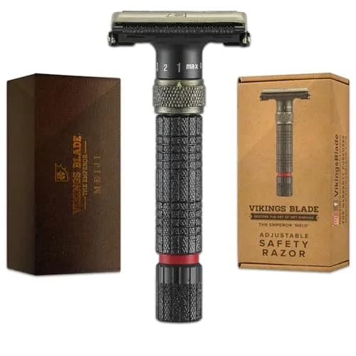 Vikings Blade Adjustable Double Edge Safety Razor 1 Count | Eco-Friendly, Reusable & Smooth Shave (The Emperor “Meiji”) thumbnail 1
