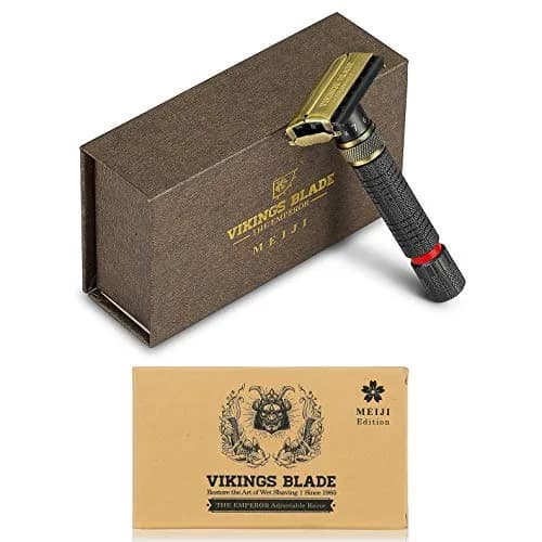 Vikings Blade Adjustable Double Edge Safety Razor 1 Count | Eco-Friendly, Reusable & Smooth Shave (The Emperor “Meiji”) thumbnail 2