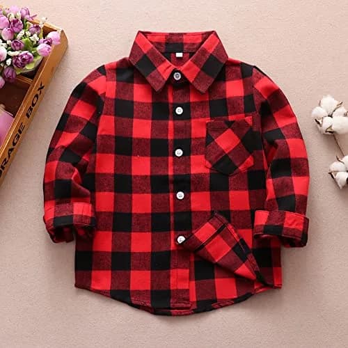 Goodplayer Kids Flannel Shirt 2-3T | Soft Cotton Plaid Long Sleeve for Toddler Boys & Girls thumbnail 2