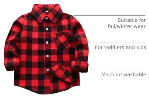 Goodplayer Kids Flannel Shirt 2-3T | Soft Cotton Plaid Long Sleeve for Toddler Boys & Girls thumbnail 3