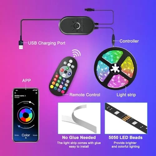 Nexillumi RGB LED Strip Lights 4.03 m (13.2 ft) | App & Remote Control for TV Backlight thumbnail 6