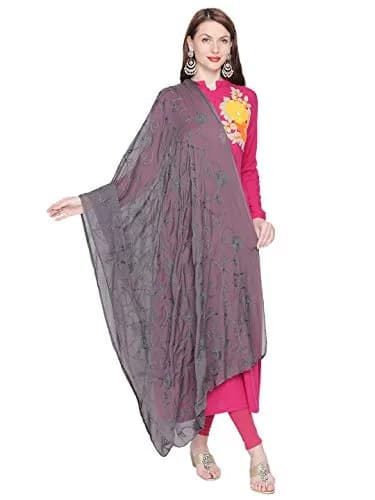 DUPATTA BAZAAR Embroidered Black Chiffon Dupatta 240cm (94in) x 100cm (39in) thumbnail 1