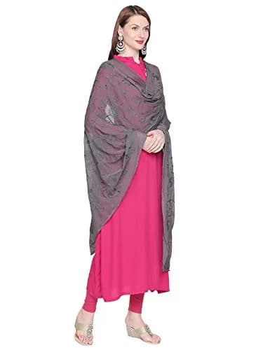 DUPATTA BAZAAR Embroidered Black Chiffon Dupatta 240cm (94in) x 100cm (39in) thumbnail 4