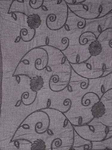 DUPATTA BAZAAR Embroidered Black Chiffon Dupatta 240cm (94in) x 100cm (39in) thumbnail 5