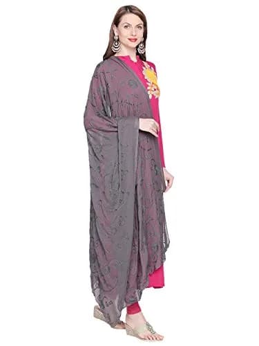 DUPATTA BAZAAR Embroidered Black Chiffon Dupatta 240cm (94in) x 100cm (39in) thumbnail 2