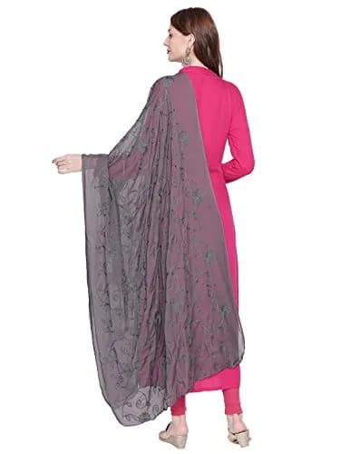 DUPATTA BAZAAR Embroidered Black Chiffon Dupatta 240cm (94in) x 100cm (39in) thumbnail 3