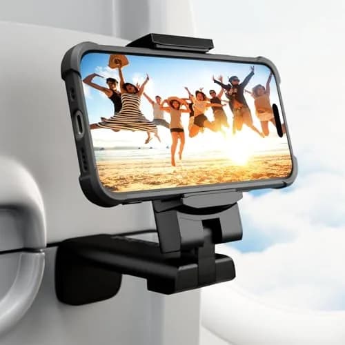 Klearlook Airplane Phone Holder for Flight, Desk, Tray Table | 360° Adjustable, Foldable, Universal Fit thumbnail 1