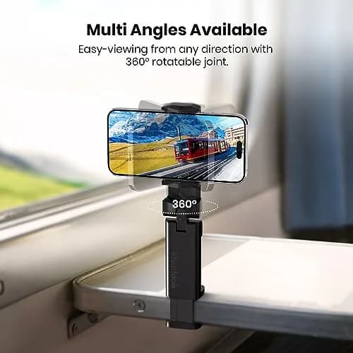 Klearlook Airplane Phone Holder for Flight, Desk, Tray Table | 360° Adjustable, Foldable, Universal Fit thumbnail 3