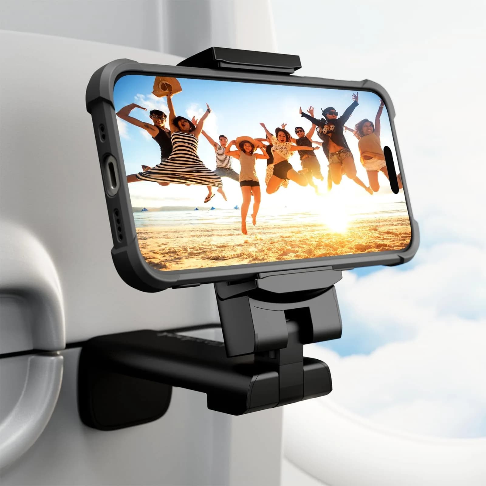 Klearlook Airplane Phone Holder for Flight, Desk, Tray Table | 360° Adjustable, Foldable, Universal Fit - main product image