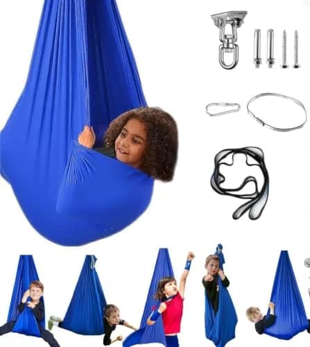 Aokitec Sensory Swing for Kids & Adults, 150cm x 170cm (59"x67") | Indoor Outdoor Cuddle Hammock Chair thumbnail 1