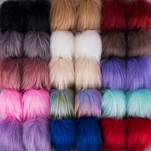 SIQUK Faux Fur Pom Pom for Hats & Accessories | 30 Pcs | 10cm Diameter thumbnail 1