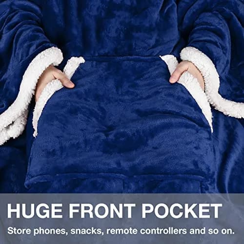 Catalonia Sherpa Wearable Blanket with Sleeves and Kangaroo Pocket | Cozy Plush Throw for Adults thumbnail 3