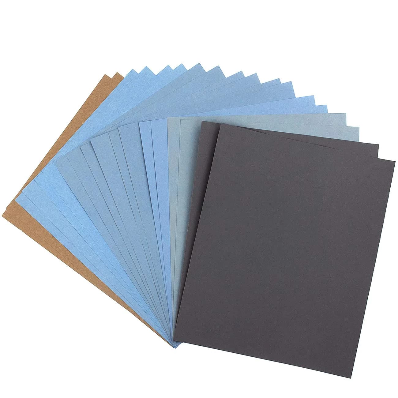 CenterZ 9x11 inch 18 Sheets Sandpaper Wet/Dry 2000-12000 Grit | Assorted Fine Abrasive Pads for Automotive & Wood Finishing — Blue