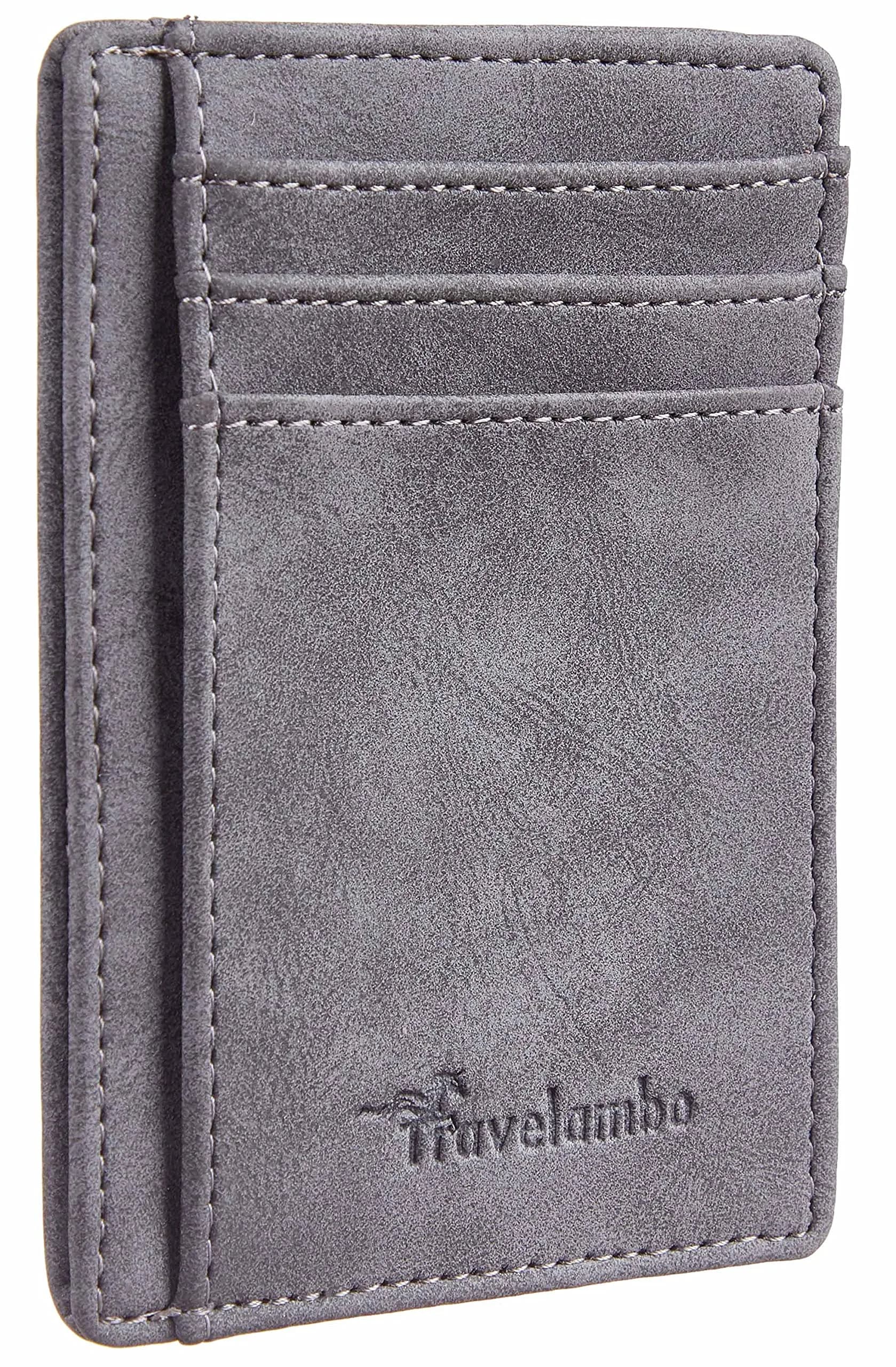 Travelambo Slim Wallet Front Pocket Minimalist Leather RFID Blocking Medium Size | Compact & Secure