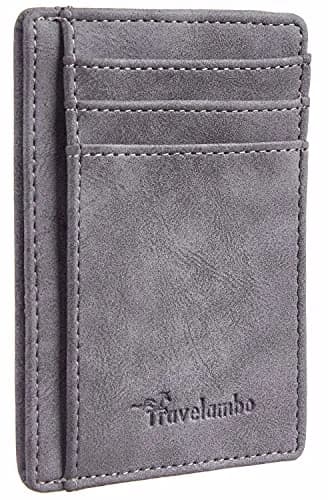 Travelambo Slim Wallet Front Pocket Minimalist Leather RFID Blocking Medium Size | Compact & Secure thumbnail 1