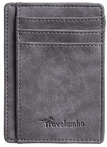 Travelambo Slim Wallet Front Pocket Minimalist Leather RFID Blocking Medium Size | Compact & Secure thumbnail 4