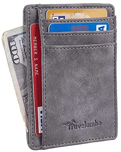 Travelambo Slim Wallet Front Pocket Minimalist Leather RFID Blocking Medium Size | Compact & Secure thumbnail 2