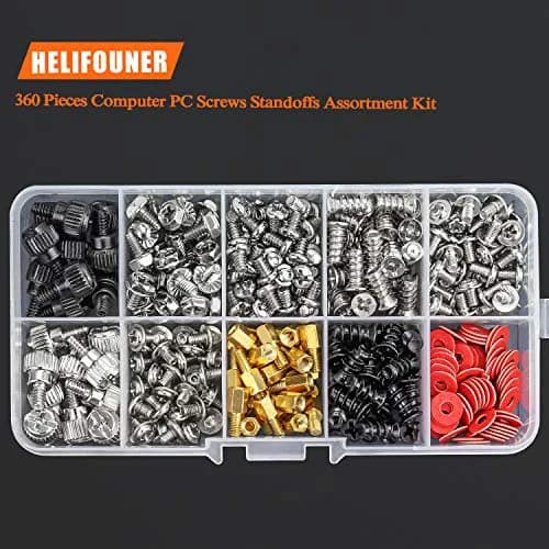 HELIFOUNER 360 Pieces Computer Screw Assortment Kit for Hard Drive, Motherboard, Fan, Power, Graphics | High-Quality Brass & Steel thumbnail 4