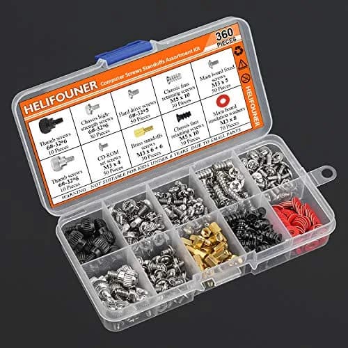 HELIFOUNER 360 Pieces Computer Screw Assortment Kit for Hard Drive, Motherboard, Fan, Power, Graphics | High-Quality Brass & Steel thumbnail 6