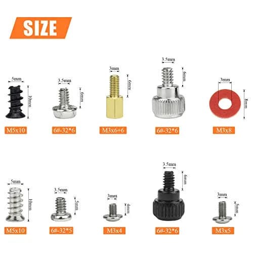 HELIFOUNER 360 Pieces Computer Screw Assortment Kit for Hard Drive, Motherboard, Fan, Power, Graphics | High-Quality Brass & Steel thumbnail 2