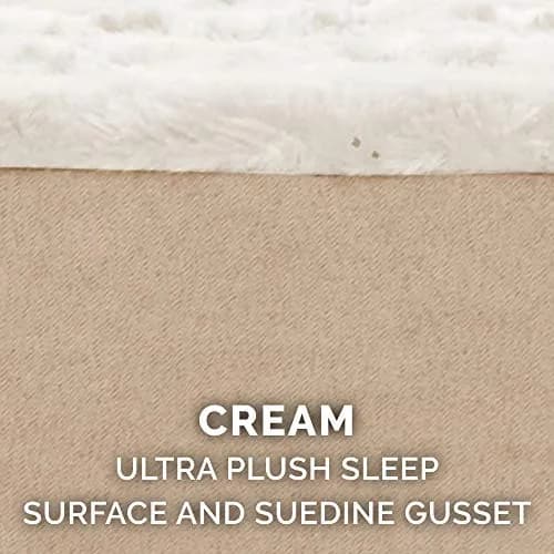 Furhaven Replacement Dog Bed Cover Ultra Plush Faux Fur & Suede Mattress, Machine Washable - Cream, Medium | Fits 30" x 20" x 3" foam mattress thumbnail 4