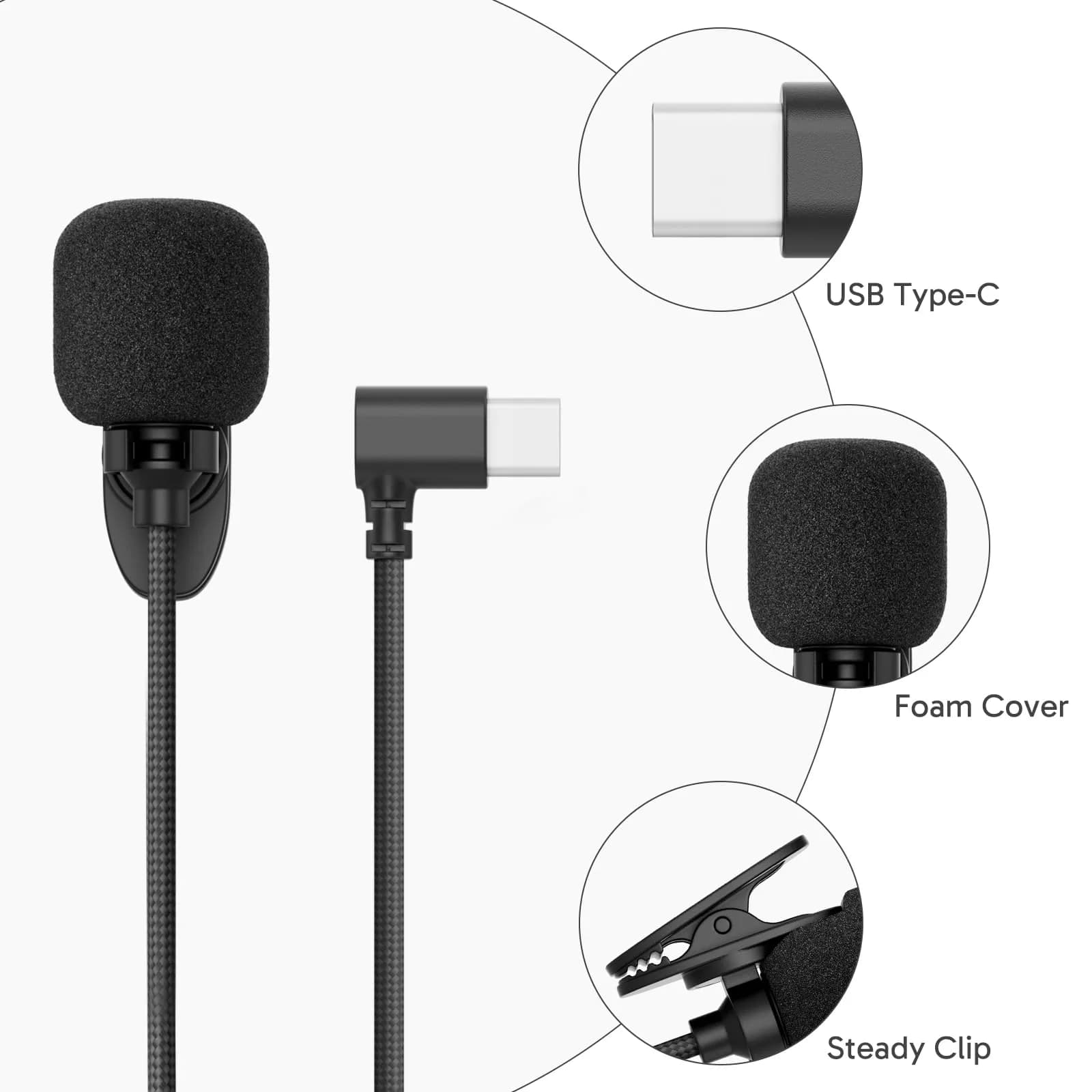 AKASO External Microphone for Action Cameras | Mini Unidirectional USB Microphone (15g) - view 2
