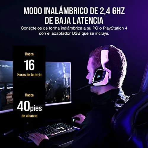 Corsair Void RGB Elite Wireless Gaming Headset – 7.1 Surround Sound – 16-Hour Battery – PC, Mac, PS5, PS4 – White thumbnail 5