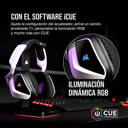 Corsair Void RGB Elite Wireless Gaming Headset – 7.1 Surround Sound – 16-Hour Battery – PC, Mac, PS5, PS4 – White thumbnail 7