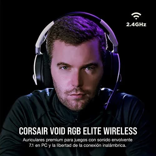 Corsair Void RGB Elite Wireless Gaming Headset – 7.1 Surround Sound – 16-Hour Battery – PC, Mac, PS5, PS4 – White thumbnail 2