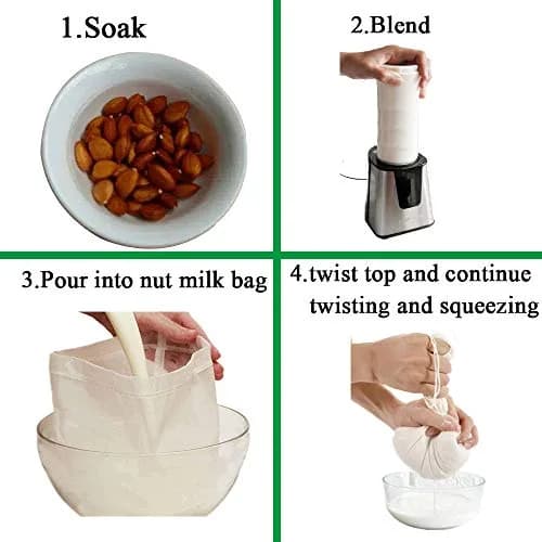 Carrollar Nut Milk Bag 12"x12" | Commercial Grade Reusable Food Strainer for Milk, Juice, Coffee, Tea thumbnail 2