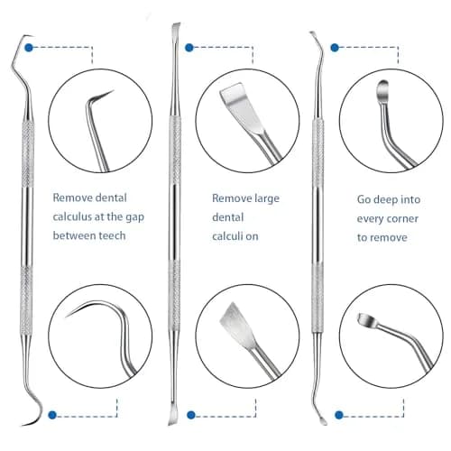 Hotop Stainless Steel Dog Tooth Scaler & Scraper 3 Pcs | Tartar & Plaque Removal Tool for Dogs thumbnail 2