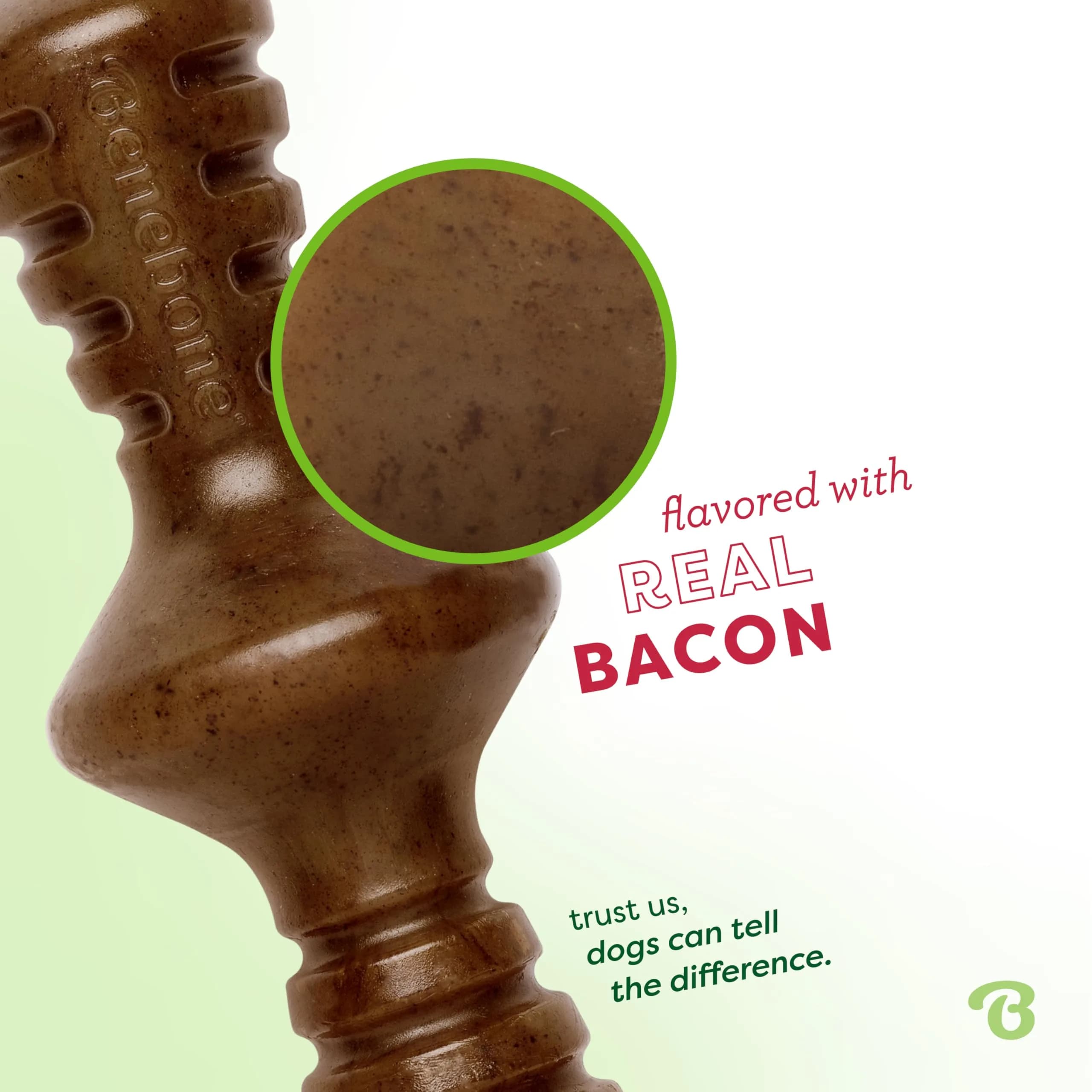 Benebone Zaggler Rolling Dog Chew Toy for Aggressive Chewers, Real Bacon, Small - view 2