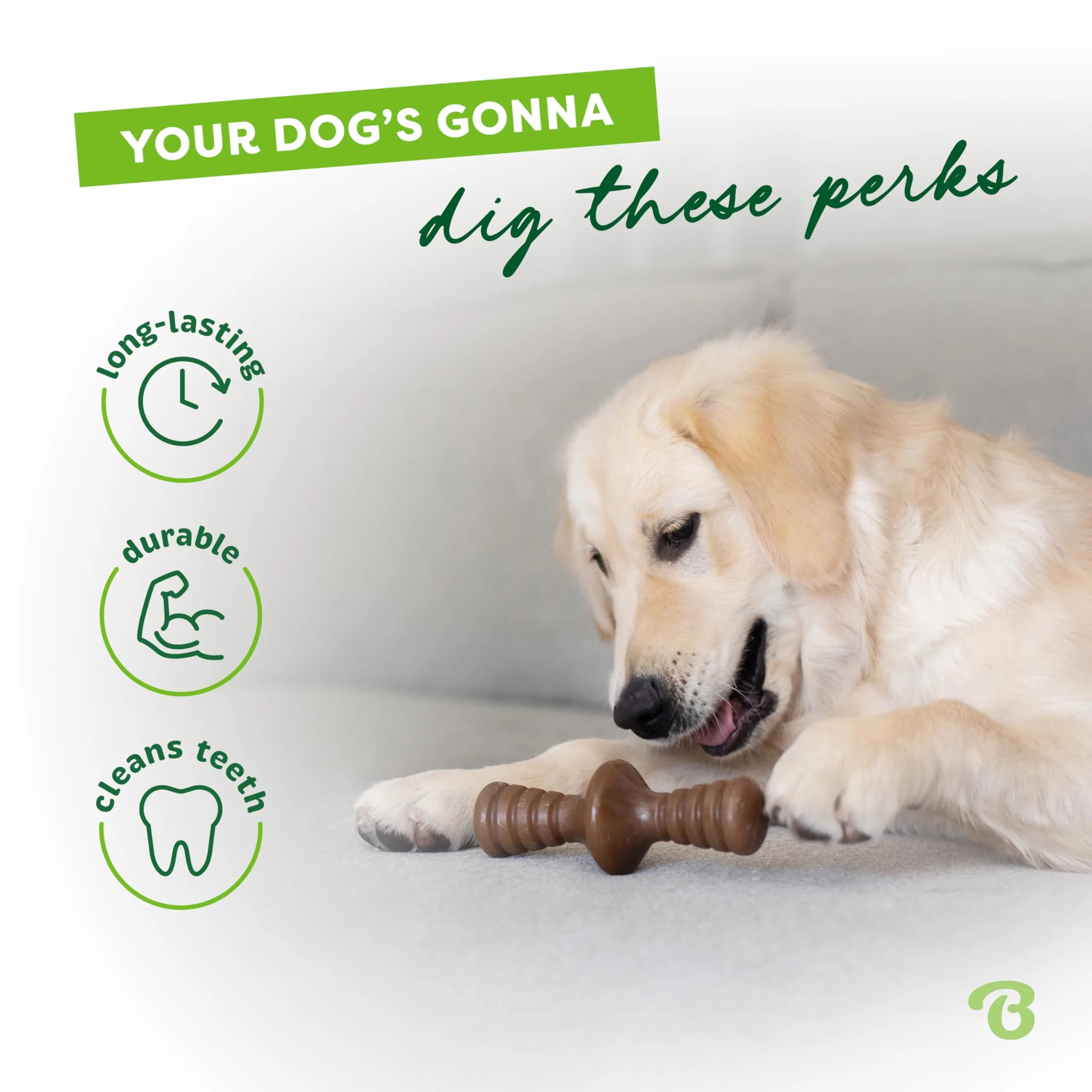 Benebone Zaggler Rolling Dog Chew Toy for Aggressive Chewers, Real Bacon, Small - view 3