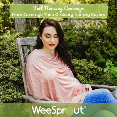 WeeSprout Nursing Cover Rosemary Stitch | Breathable Lenzing Modal Poncho with Hands-Free View thumbnail 2