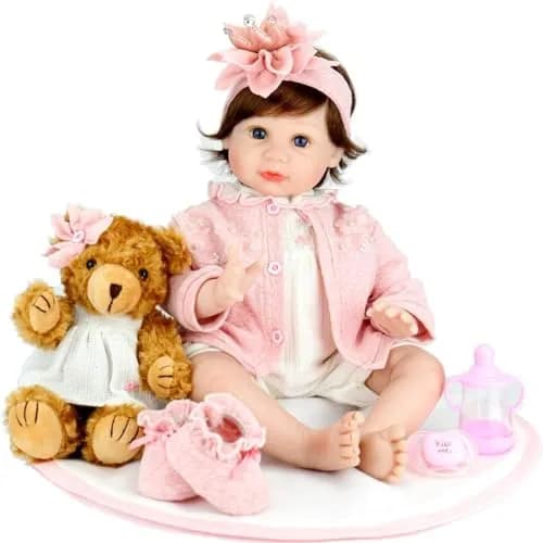 Aori Reborn Baby Dolls 22-Inch Lifelike Baby Girl Pink Outfit | Safe, Handcrafted, Perfect for Kids & Collectors thumbnail 4