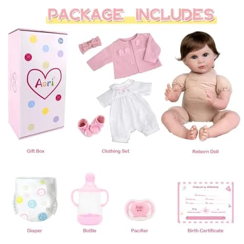 Aori Reborn Baby Dolls 22-Inch Lifelike Baby Girl Pink Outfit | Safe, Handcrafted, Perfect for Kids & Collectors thumbnail 6