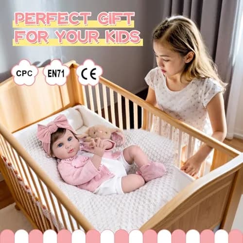 Aori Reborn Baby Dolls 22-Inch Lifelike Baby Girl Pink Outfit | Safe, Handcrafted, Perfect for Kids & Collectors thumbnail 7