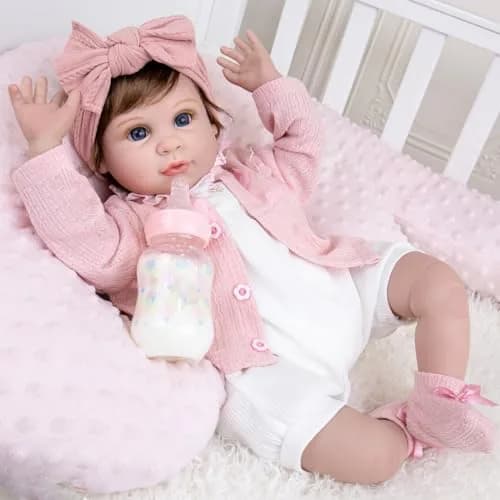 Aori Reborn Baby Dolls 22-Inch Lifelike Baby Girl Pink Outfit | Safe, Handcrafted, Perfect for Kids & Collectors thumbnail 2