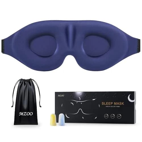 MZOO Luxury Sleep Eye Mask for Side Sleepers, Zero Eye Pressure 3D Blackout Blindfold, Soft Eye Shade Cover for Travel, Purple — C-blue